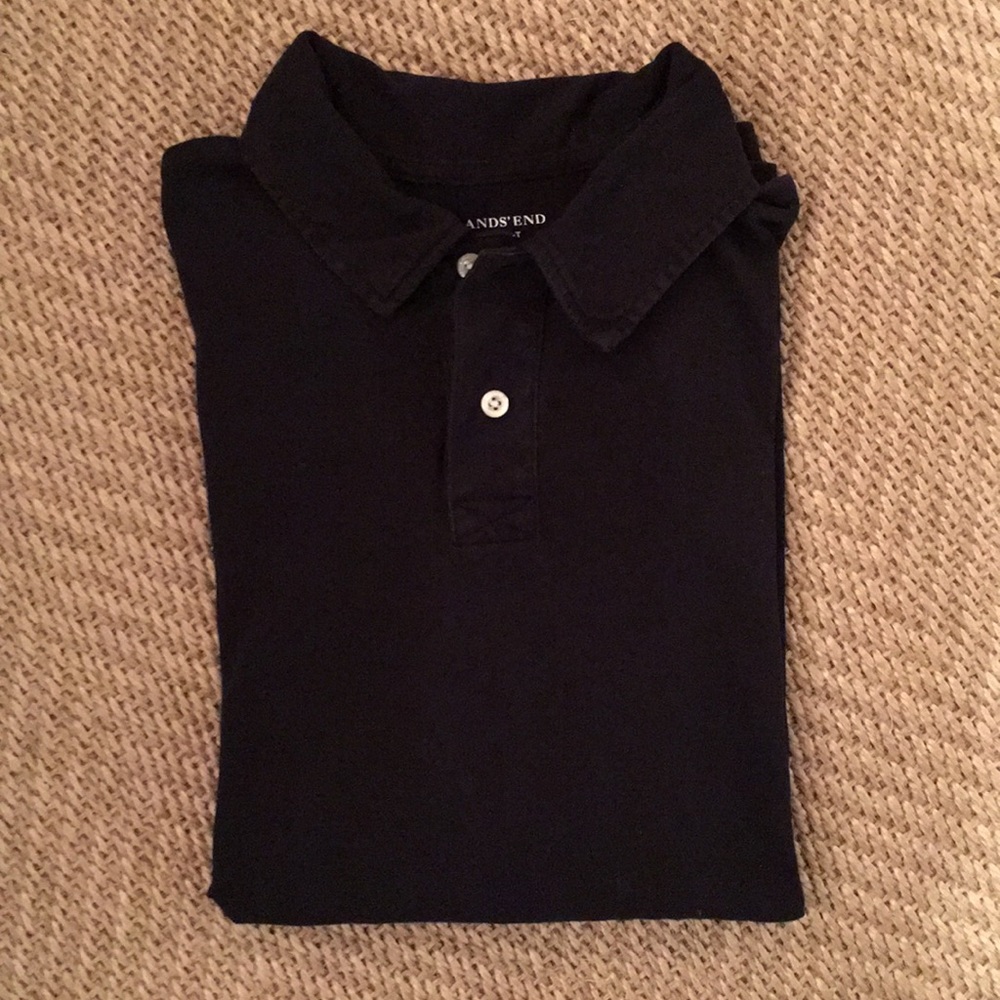 Lands End short sleeve black polo size M